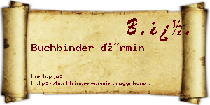 Buchbinder Ármin névjegykártya